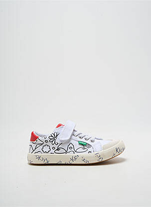 Baskets fermeture scratch bout rond blanc KICKERS garcon