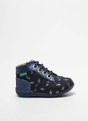 Bottillons tissage satiné bout rond bleu KICKERS fille