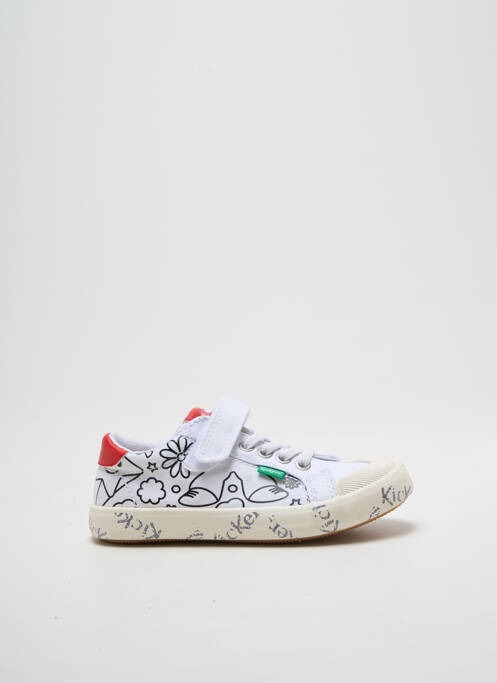 Baskets fermeture scratch bout rond blanc KICKERS garcon
