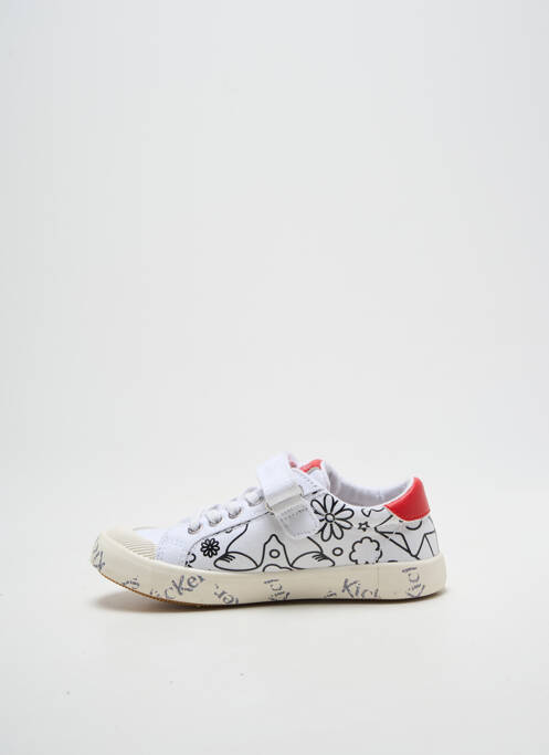 Baskets fermeture scratch bout rond blanc KICKERS garcon
