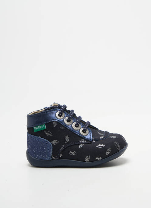 Bottillons tissage satiné bout rond bleu KICKERS fille