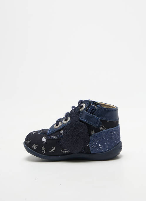 Bottillons tissage satiné bout rond bleu KICKERS fille