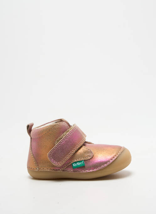 Bottillons fermeture scratch bout rond rose KICKERS fille