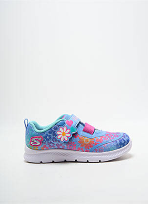 Baskets tissage satiné bout rond bleu SKECHERS fille