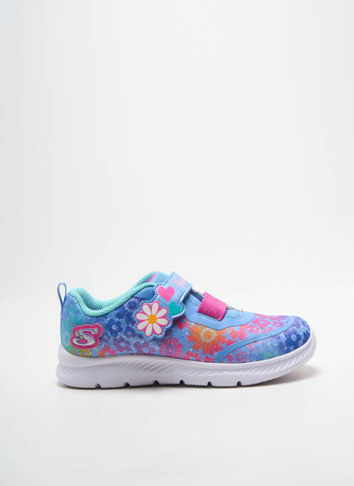 Baskets tissage satiné bout rond bleu SKECHERS fille