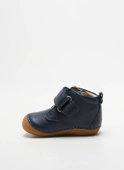 Bottillons fermeture scratch bout rond bleu KICKERS garcon