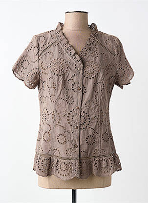 Chemisier coupe cintrée manches courtes beige FRED SABATIER femme