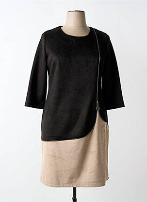 Robe mi-longue manches 3/4 manches 3/4 noir GUY DUBOUIS femme