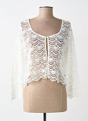 Gilet manches longues fermeture boutonnée sur le devant blanc AGATHE & LOUISE femme