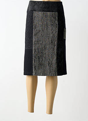 Jupe mi-longue coupe droite noir CHRISTINE LAURE femme
