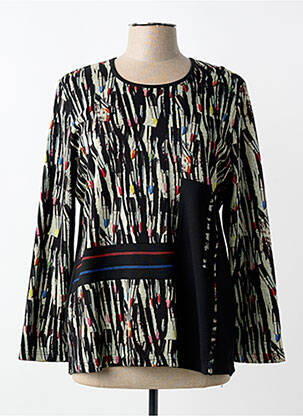 Top imprimé fantaisie manches longues noir GUY DUBOUIS femme