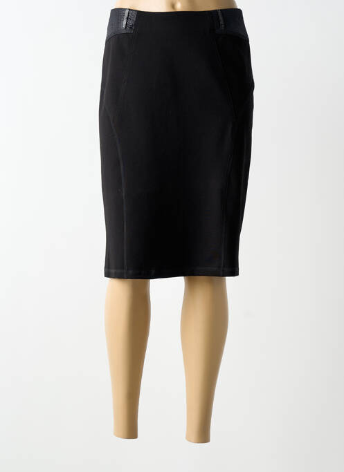 Jupe mi-longue coupe droite noir CHRISTINE LAURE femme