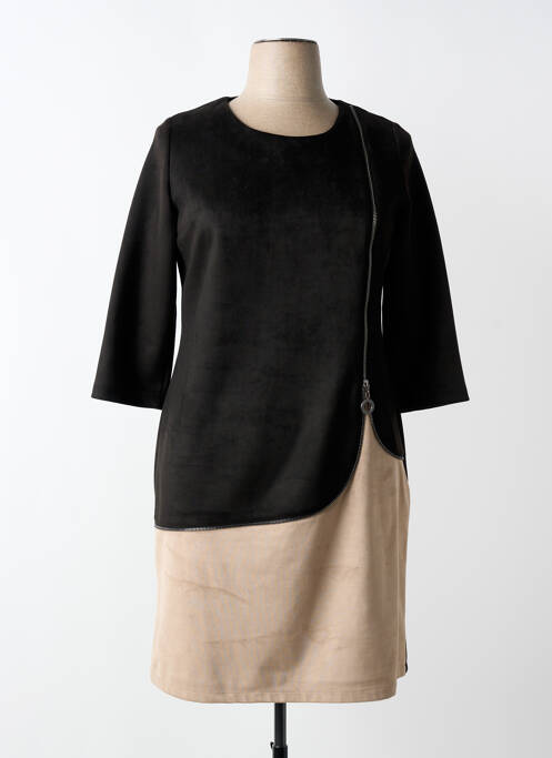 Robe mi-longue manches 3/4 manches 3/4 noir GUY DUBOUIS femme