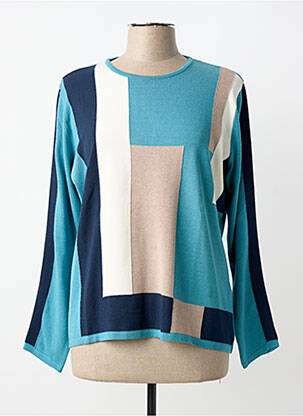 Pull coupe cintrée manches longues bleu I.ODENA femme