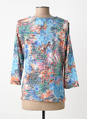 Pull coupe cintrée manches 3/4 bleu FRANCE RIVOIRE femme