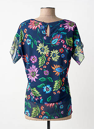 Top tissage crêpe manches courtes bleu LOURDES CASTILLO femme