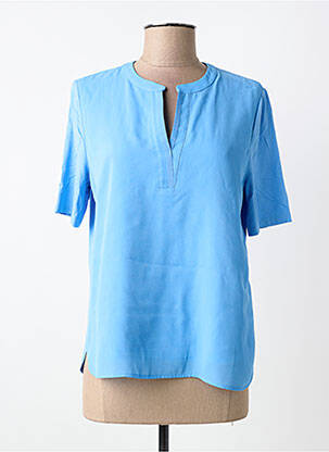 Top tissage crêpe manches courtes bleu FRANK WALDER femme