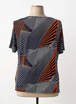 T-shirt col v manches courtes bleu FRANCE RIVOIRE femme