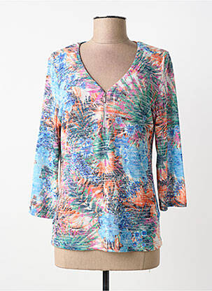 Pull coupe cintrée manches 3/4 bleu FRANCE RIVOIRE femme