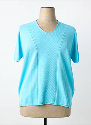 Pull col v manches courtes bleu JUPER femme