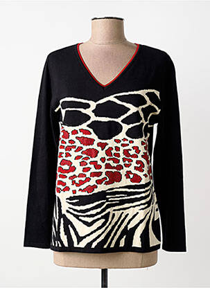 Pull coupe cintrée manches longues noir FRANCE RIVOIRE femme