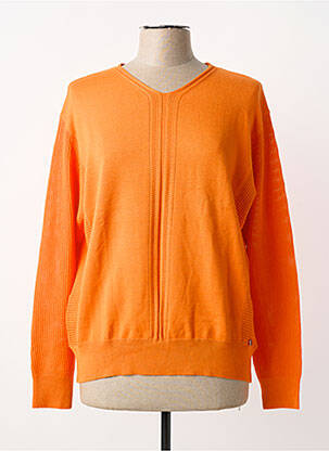 Pull col v manches longues orange JOY OF LIFE femme