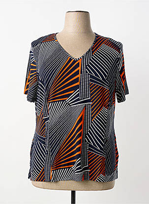 T-shirt col v manches courtes bleu FRANCE RIVOIRE femme