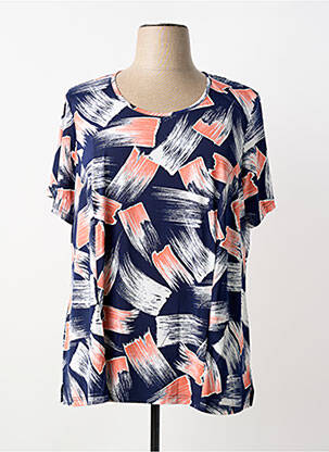 T-shirt imprimé fantaisie manches courtes bleu FRANCE RIVOIRE femme