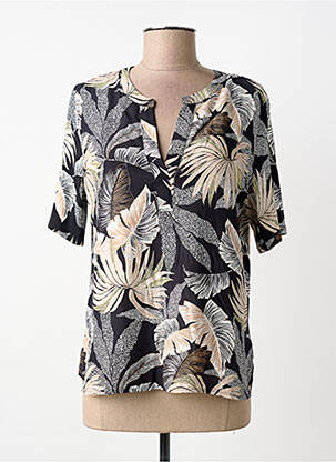 T-shirt col v manches courtes noir FRANK WALDER femme