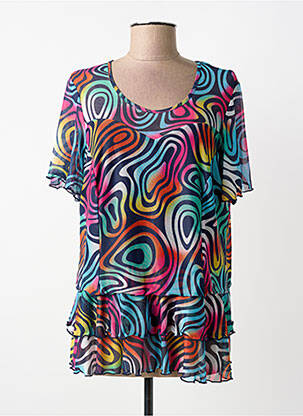 Tunique manches courtes légère et transparente bleu FRANCE RIVOIRE femme