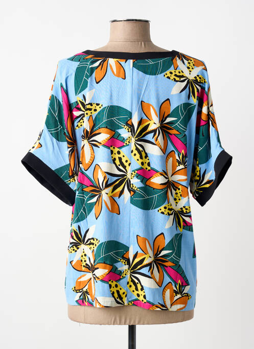 Blouse imprimé fleurs manches courtes bleu FRANCE RIVOIRE femme