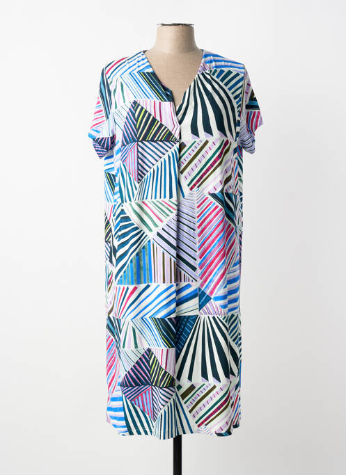 Robe mi-longue manches courtes manches courtes bleu JUPER femme