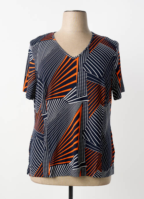 T-shirt col v manches courtes bleu FRANCE RIVOIRE femme