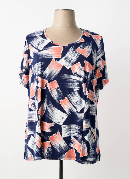 T-shirt imprimé fantaisie manches courtes bleu FRANCE RIVOIRE femme