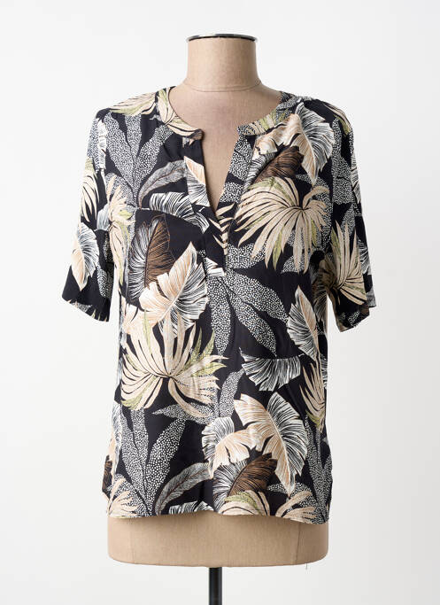 T-shirt col v manches courtes noir FRANK WALDER femme