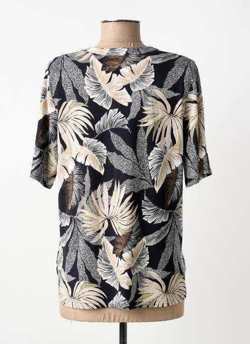 T-shirt col v manches courtes noir FRANK WALDER femme