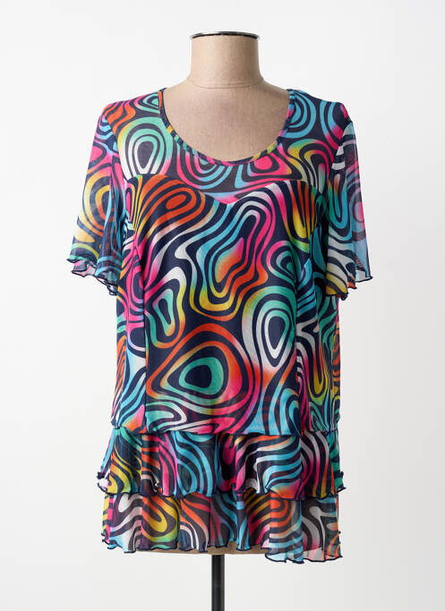 Tunique manches courtes légère et transparente bleu FRANCE RIVOIRE femme