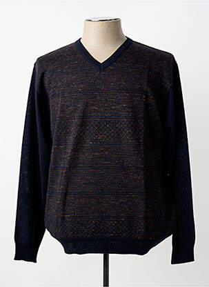 Pull col v manches longues bleu MONTE CARLO homme