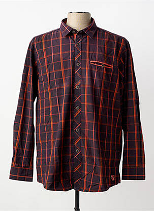 Chemise manches longues imprimé carreaux orange MONTE CARLO homme