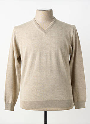 Pull maille souple et aérée manches longues beige BERAC homme