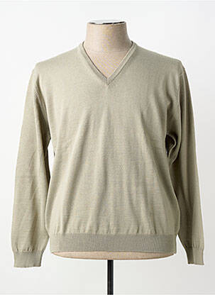 Pull maille souple et aérée manches longues beige BERAC homme