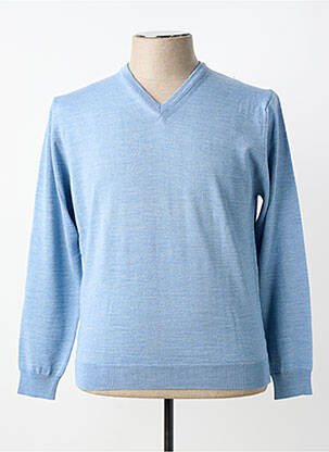 Pull maille souple et aérée manches longues bleu BERAC homme