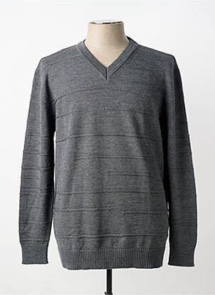Pull maille souple et aérée manches longues gris I.ODENA homme