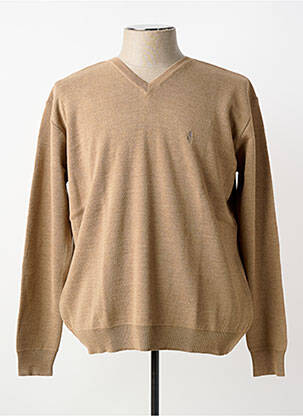 Pull maille souple et aérée manches longues marron BERAC homme