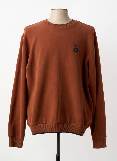 Sweat-shirt maille semi-opaque manches longues marron MONTE CARLO homme