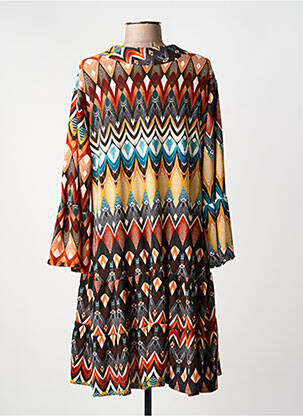 Robe mi-longue manches 3/4 manches 3/4 orange JOY'S PARIS femme