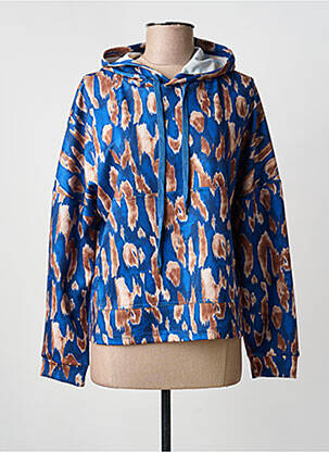 Sweat-shirt à capuche stretch manches longues bleu EGO femme