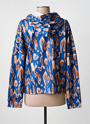 Sweat-shirt à capuche stretch manches longues bleu EGO femme