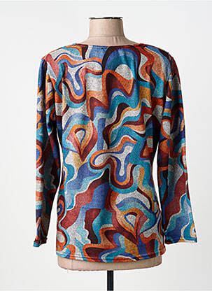 Pull tissage chiné manches longues bleu NIKI MODE femme
