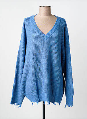 Pull col v manches longues bleu 2W PARIS femme